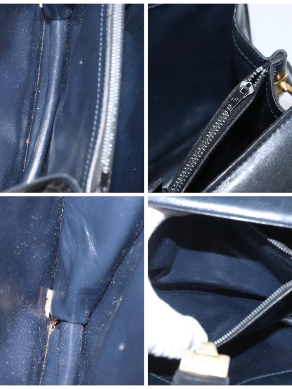GUCCI GG Supreme Sherry Line Shoulder Bag PVC Navy Gold Auth 171984 - Picture 15 of 16
